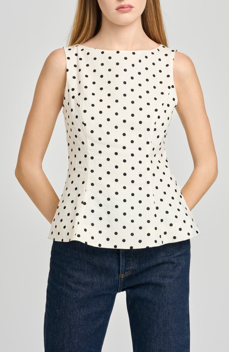Arielle Polka Dot Boat Neck Top