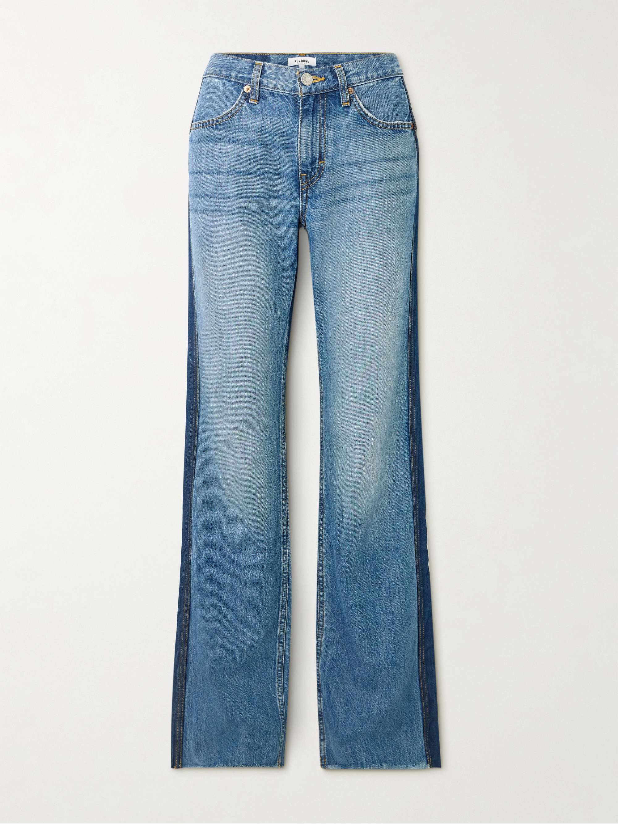 The Californian Frayed Two-Tone Mid-Rise Wide-Leg Jeans