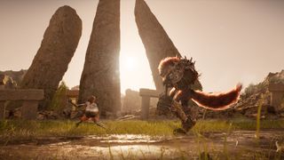 A warrior faces a humanoid beast in a screenshot from Vindictus: Defying Fate announcement trailer