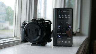 Using the Wi-Fi file transfer feature from the Panasonic Lumix S5 to the Samsung Galaxy Z Fold 4.