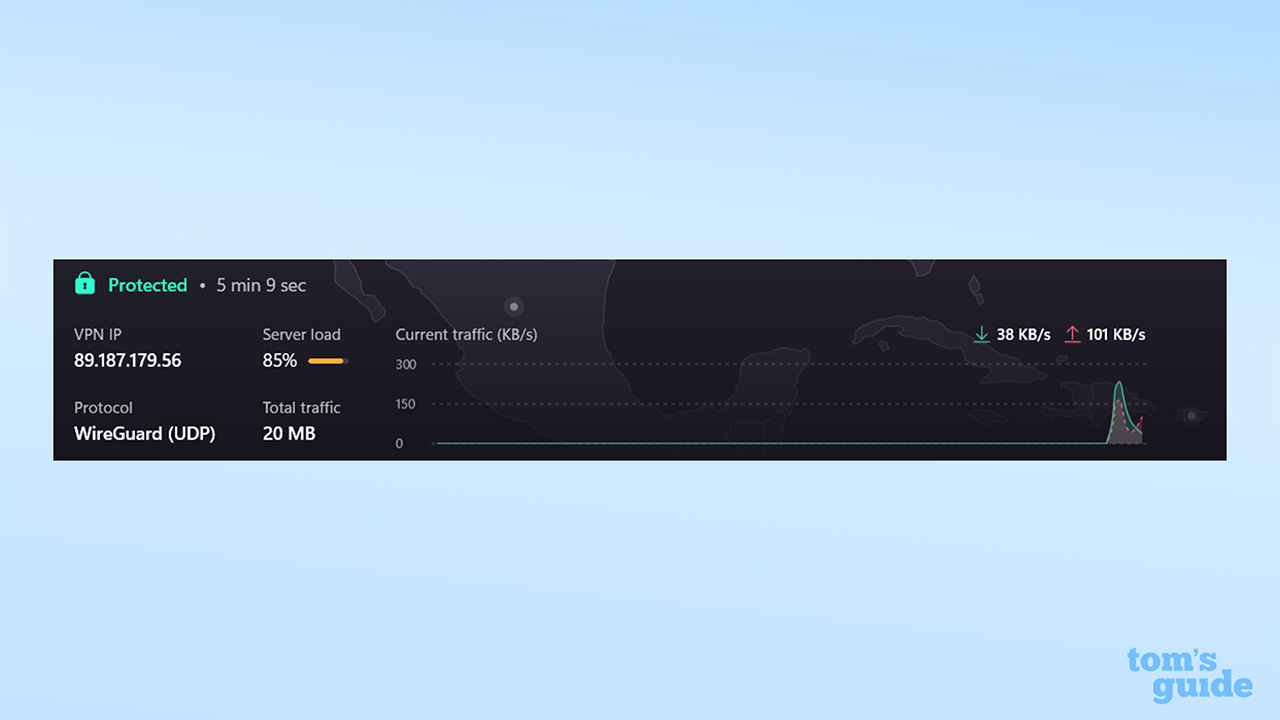 Screenshot of Proton VPN Free server information