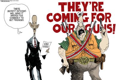 Obama cartoon U.S. Executive Order Guns NRA
