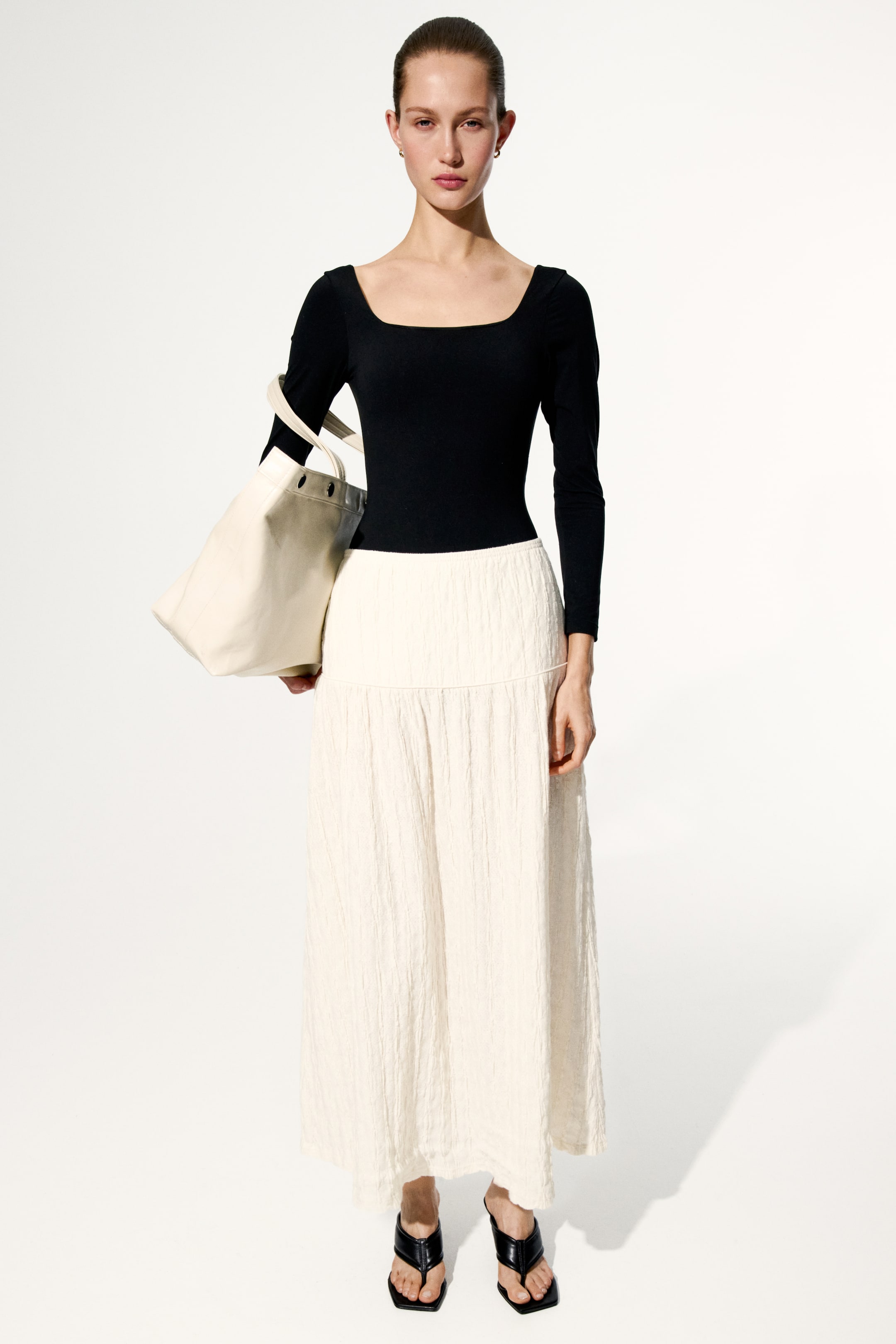 Textured Jersey Midi Skirt