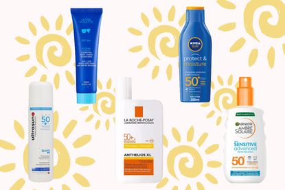 A collage of the best sun creams for 2023