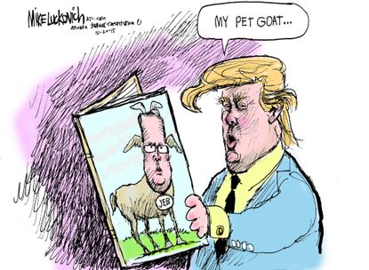Political cartoon U.S. 2016 Jeb Bush Donald Trump