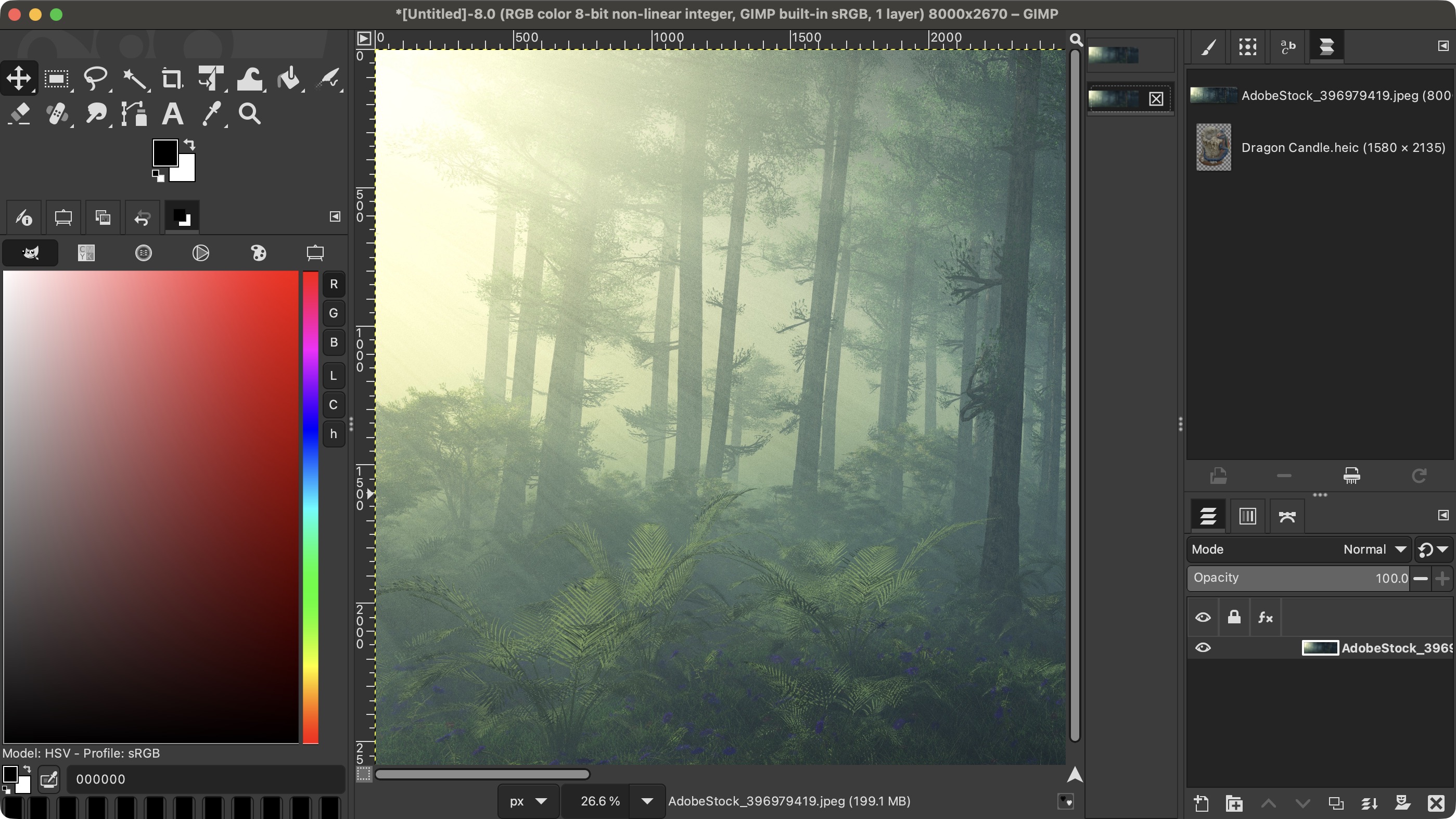 Using Gimp with the PhotoGimp overlay to transform the software into a Photoshop lookalike