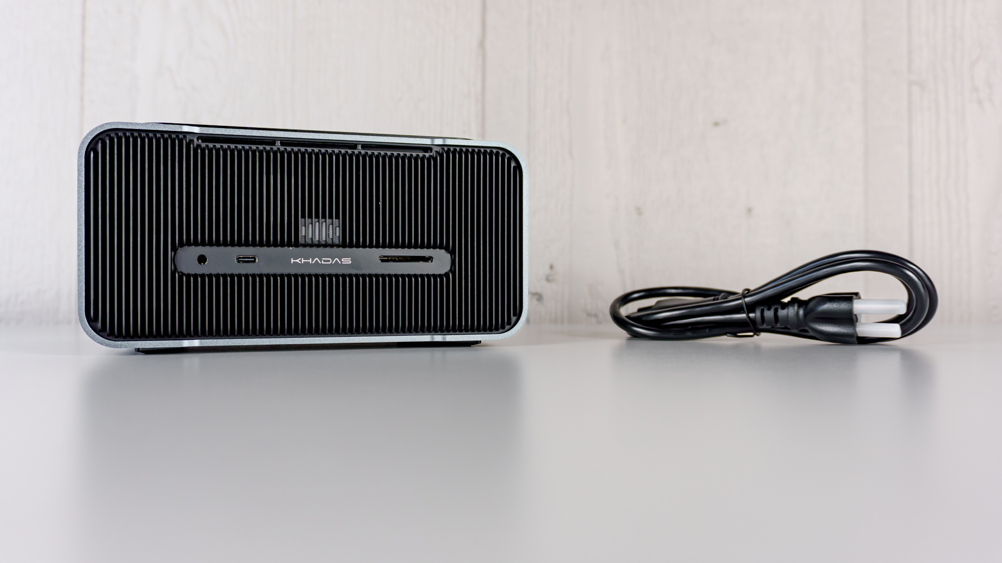 The Khadas Mind Graphics 2 unboxed on a table