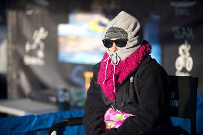 Temperatures in the teens didn't scare fans away, but kept them bundled up.