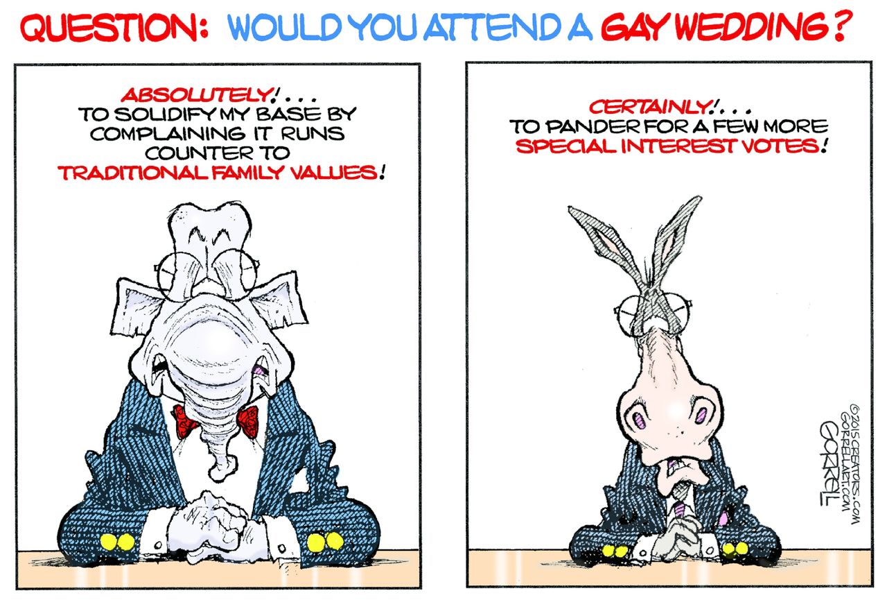 
Political cartoon U.S. Gay Marriage GOP Democrats