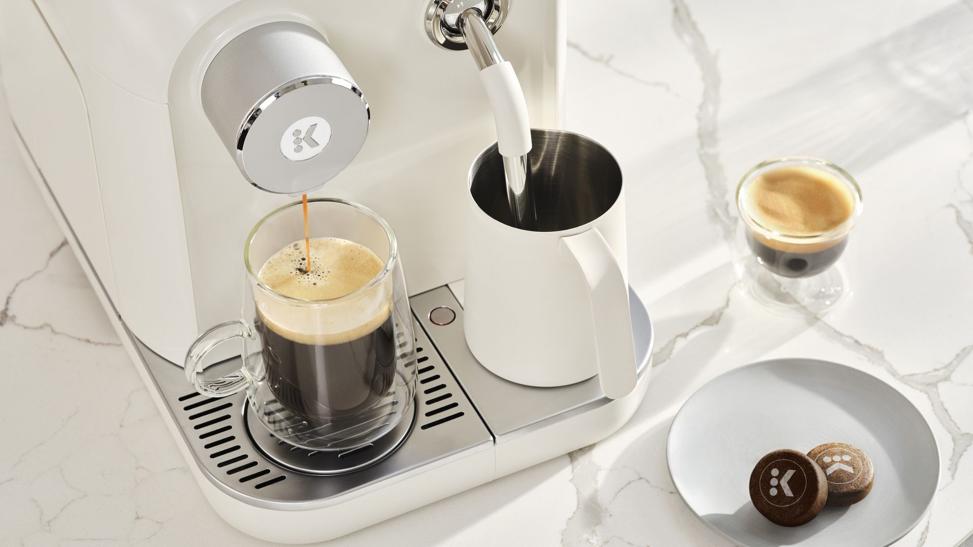 Keurig Alta coffee maker brewing coffee