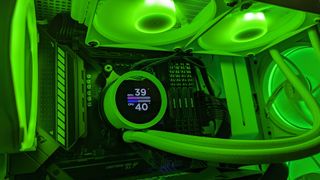 NZXT Kraken 240 RGB AIO cooler with green lighting