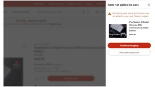 A screenshot of shopping for the PS5 Slim 30th Anniversary Digital Edition at Target