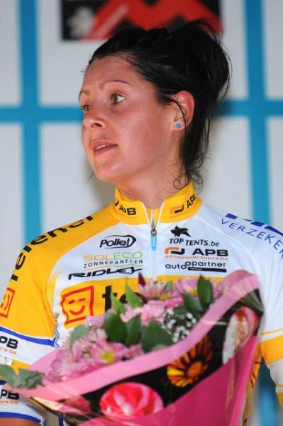 Nikki Harris on the podium