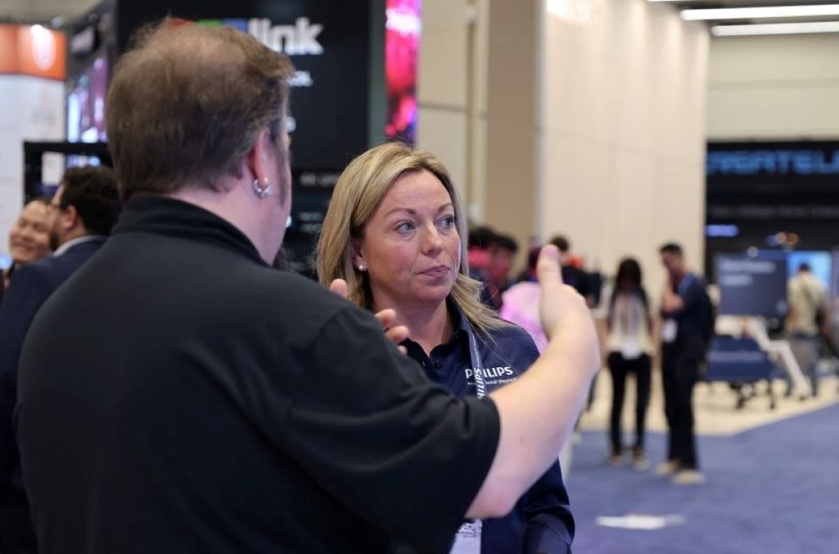 PPDS appoints AV sales specialist and &amp;lsquo;edutech expert&amp;rsquo; Emily Pirtle, shown on the show floor here.