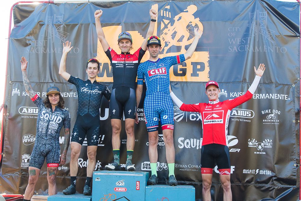 The elite men's podium on day 2 at WSCXGP