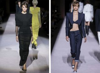Female models wearing black clothes from the Tom Ford S/S2018 collection