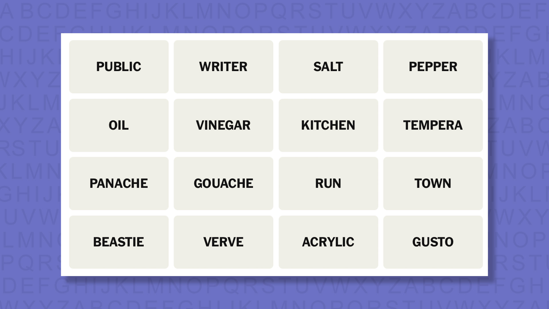 NYT Connections hints for game 1089 on a purple background
