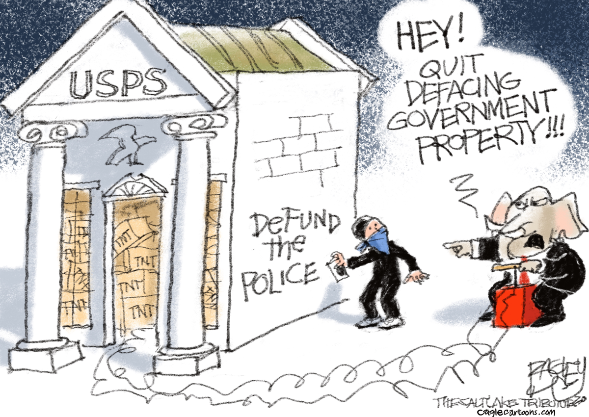 Political Cartoon U.S. Post Office USPS GOP Post Office Defund the ...