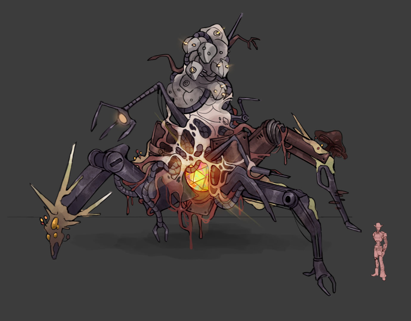 Concept art and screenshots from sci-fi shooter Mycopunk