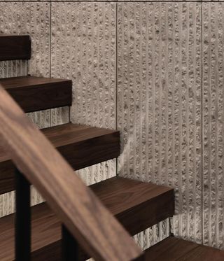 Detail of fine woodwork and concrete work at the Vancouver House Penthouse