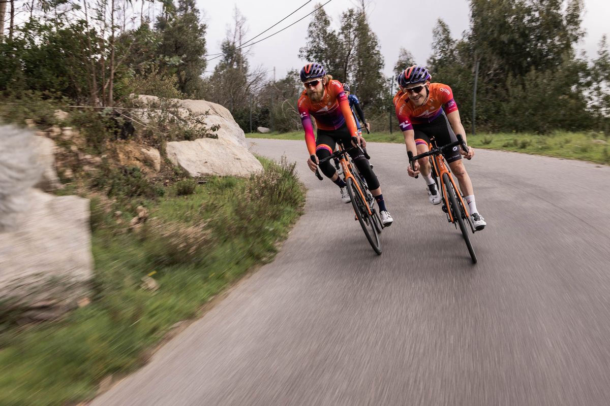 Kristian Aasvold and Kyle Murphy on training ride at January 2022 camp