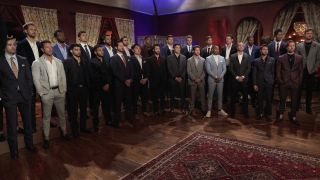 The Bachelorette's first rose ceremony featuring 27 men.