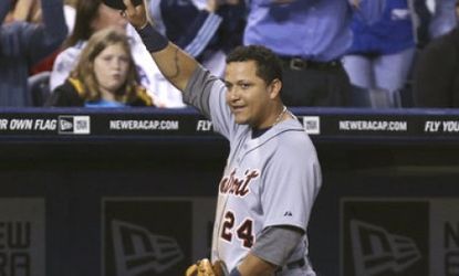 Miguel Cabrera of the Detroit Tigers became the first MLB player since 1967 to win the league's triple crown: The crown goes to the player who leads the league in batting average, runs batted