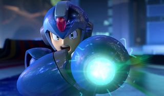 Mega Man fires his cannon in Marvel vs Capcom: Infinite