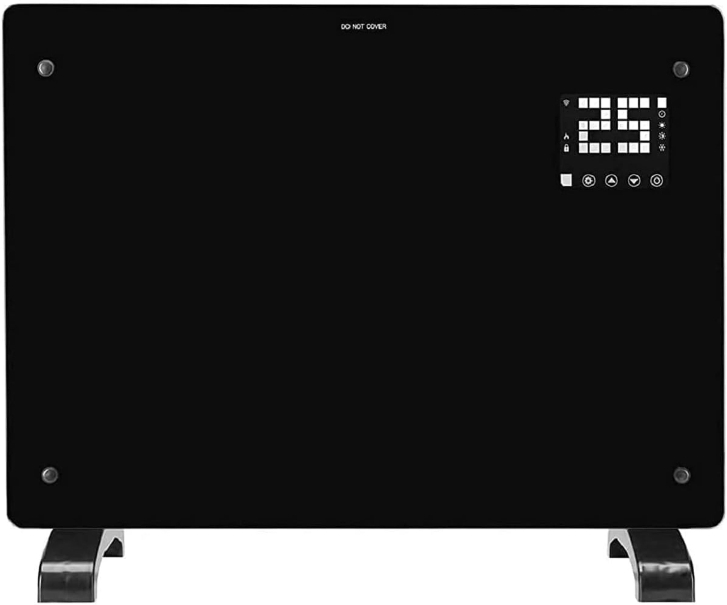 Devola Wifi Enabled Smart Electric Glass Panel Heater 1500W, black, large product cut out