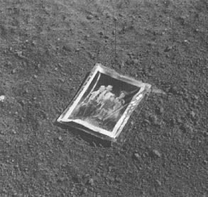 NASA astronaut Charlie Duke snapped a picture of a signed photograph he left on the moon's surface of his family.