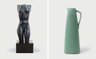 Left: 'Nude' sculpture and Right: mid century German ceramic sculpture