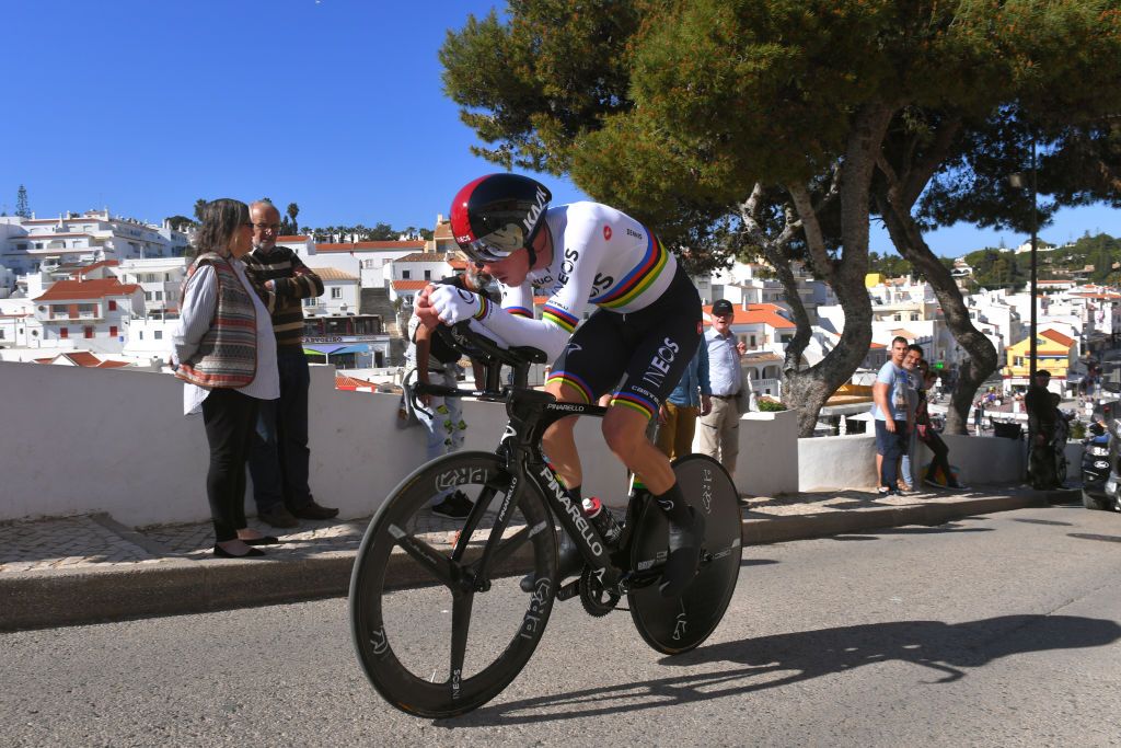 LAGOA PORTUGAL FEBRUARY 23 Rohan Dennis of Australia and Team INEOS Carvoeiro Village Fans Public during the 46th Volta ao Algarve 2020 Stage 5 a 203km Individual Time Trial stage from Lagoa to Lagoa ITT VAlgarve2020 on February 23 2020 in Lagoa Portugal Photo by Tim de WaeleGetty Images
