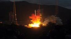 A Long March 3C rocket blasts off in Xichang, Sichuan on October 1, 2010