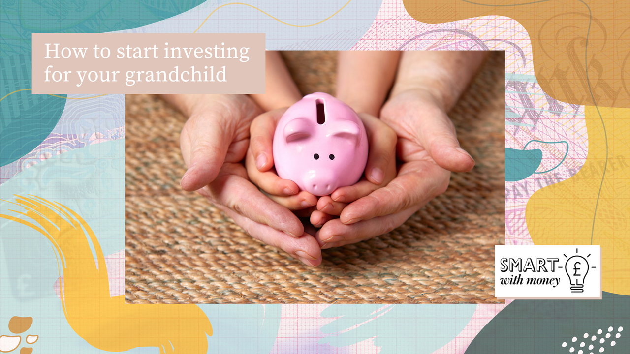 Piggy bank with adult and child hands holding