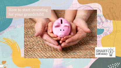 Piggy bank with adult and child hands holding