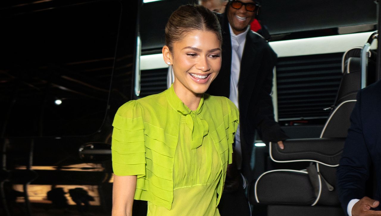 Zendaya leaving Zero Bond wearing a vintage 1930s gown in Challengers green