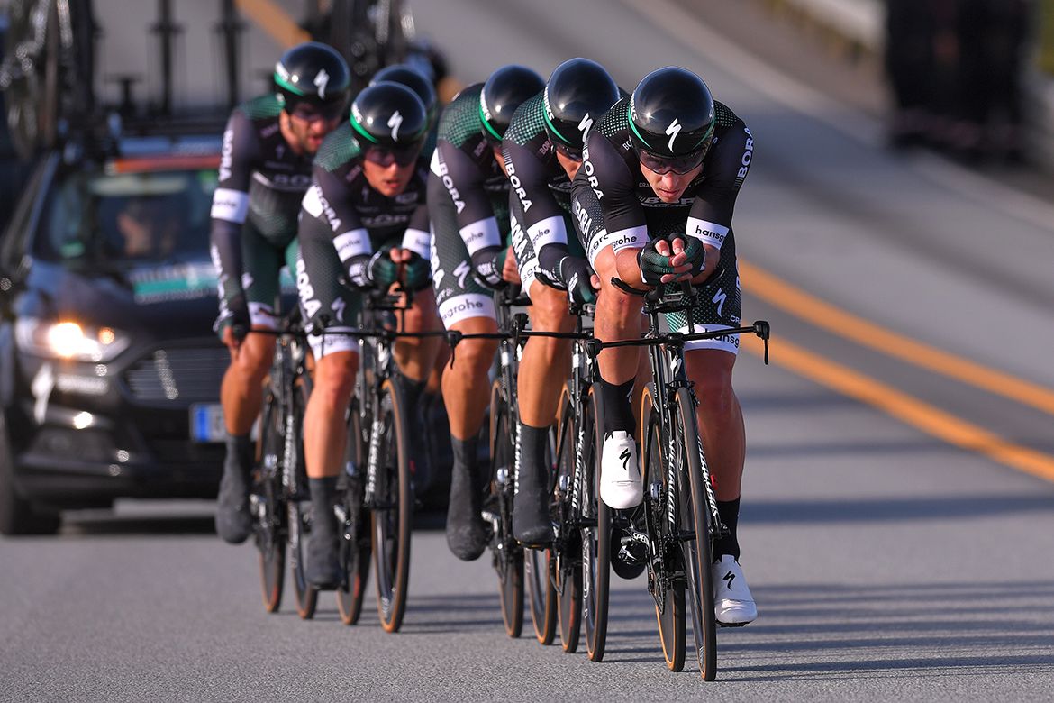 Bora-Hansgrohe riding the TTT in Bergen