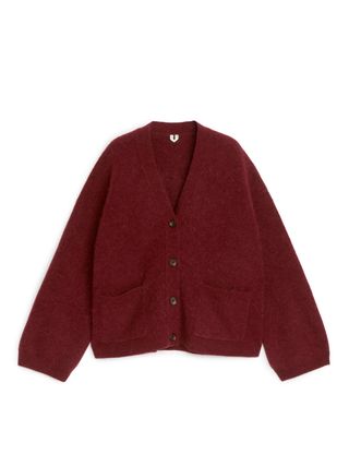 Wool-Alpaca Cardigan - Dark Red - Arket Gb