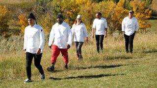 Massimo Piedimonte, Tristen Epps, Bailey Sullivan, Cesar Murillo and Shuai Wang on Top Chef Season 22.