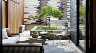 outdoor furniture, outdoor sectional in small backyard, small patio by Melbourne Design Group