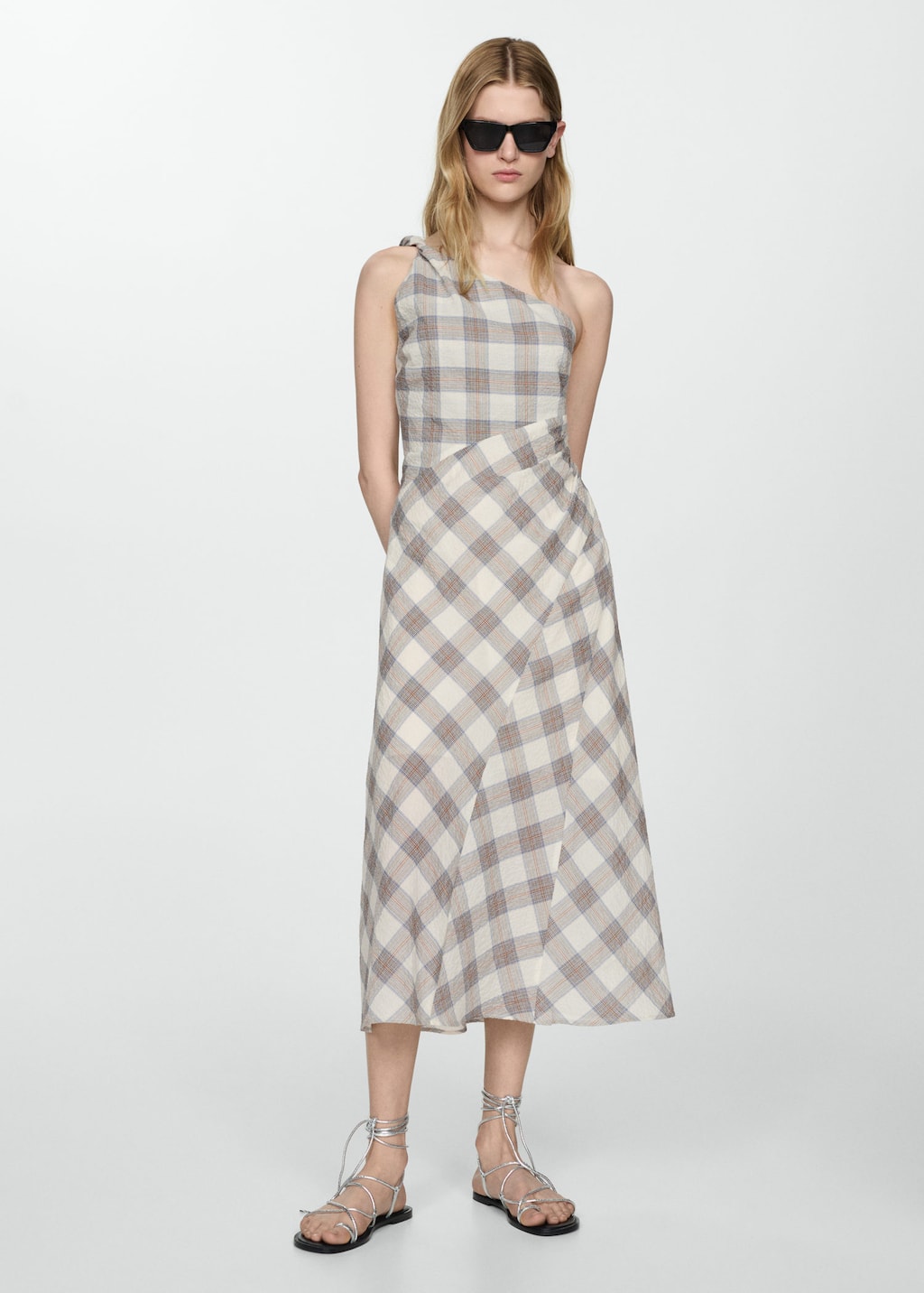 Checked Asymmetrical Dress -  Women