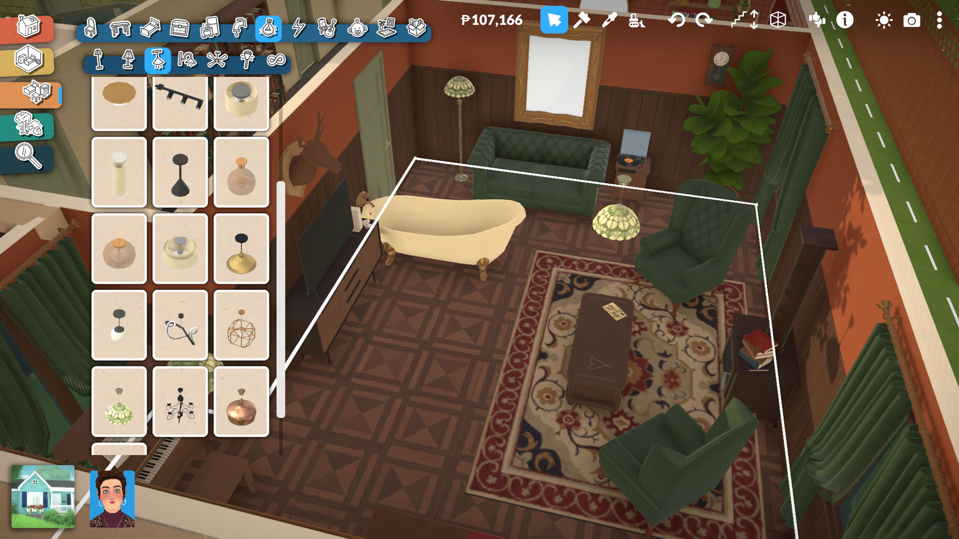 Placing a bathtub in a lounge in Paralives