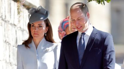 Catherine, Duchess of Cambridge and Prince William, Duke of Cambridge attend the traditional Easter Sunday church service at St George's Chapel