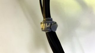 Velcro tie wrapped around cables