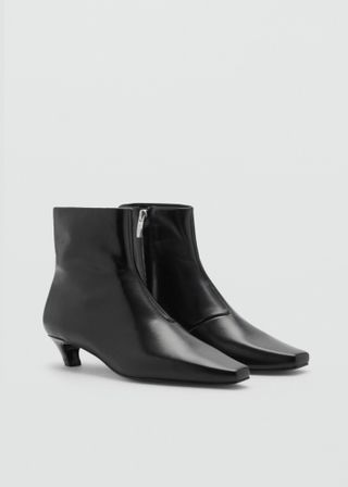 Leather Boots With Kitten Heels - Women | Mango Usa