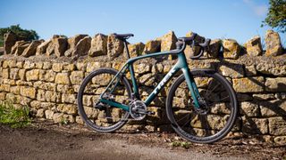 Trek Domane SLR 9 leaning against a stone wall