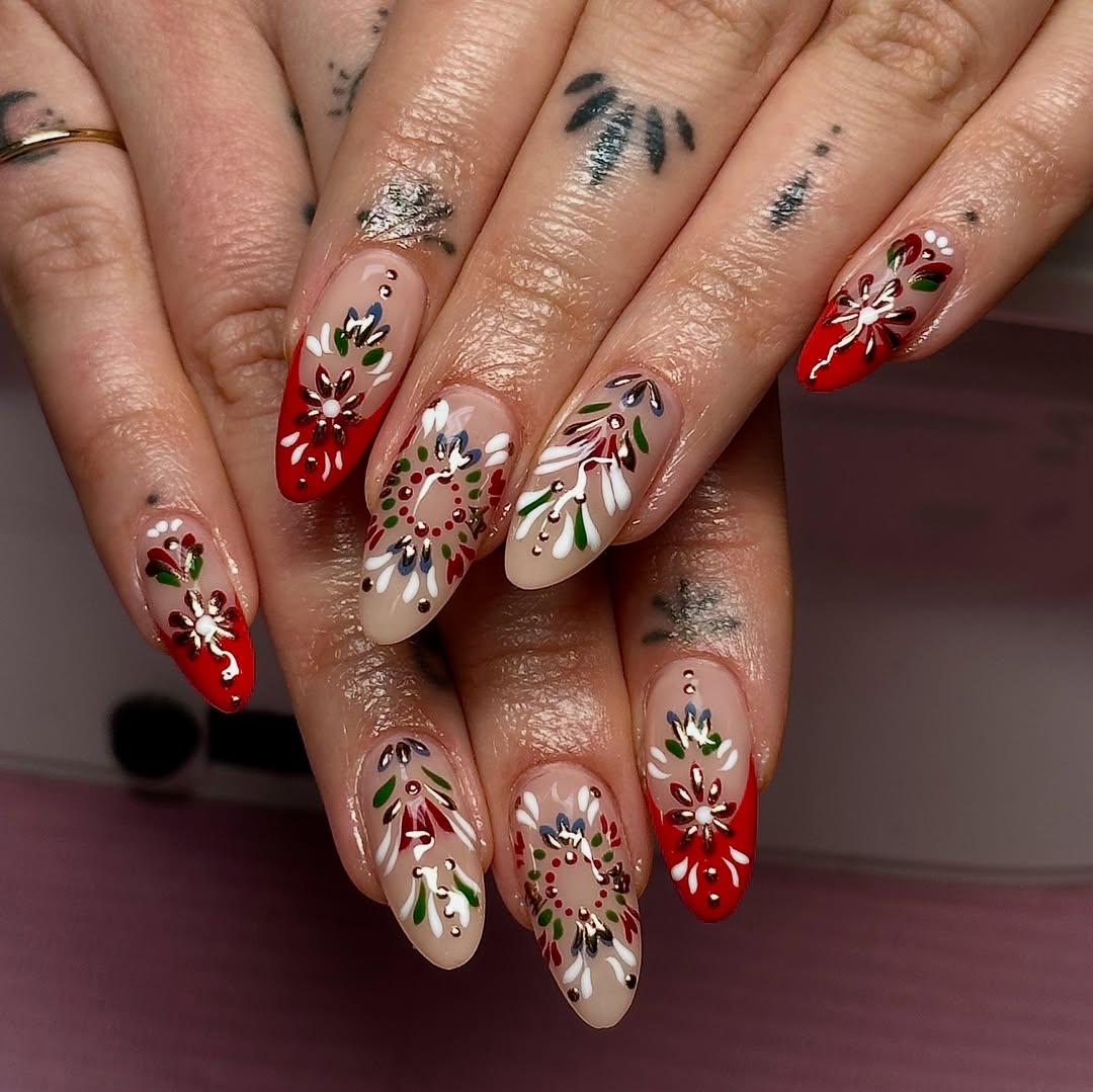 wreaths christmas nails