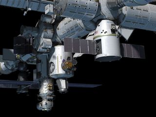 Dragon spacecraft approaching the ISS