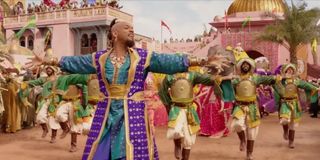 Genie (Will Smith) in human form introducing Prince Ali in Aladdin