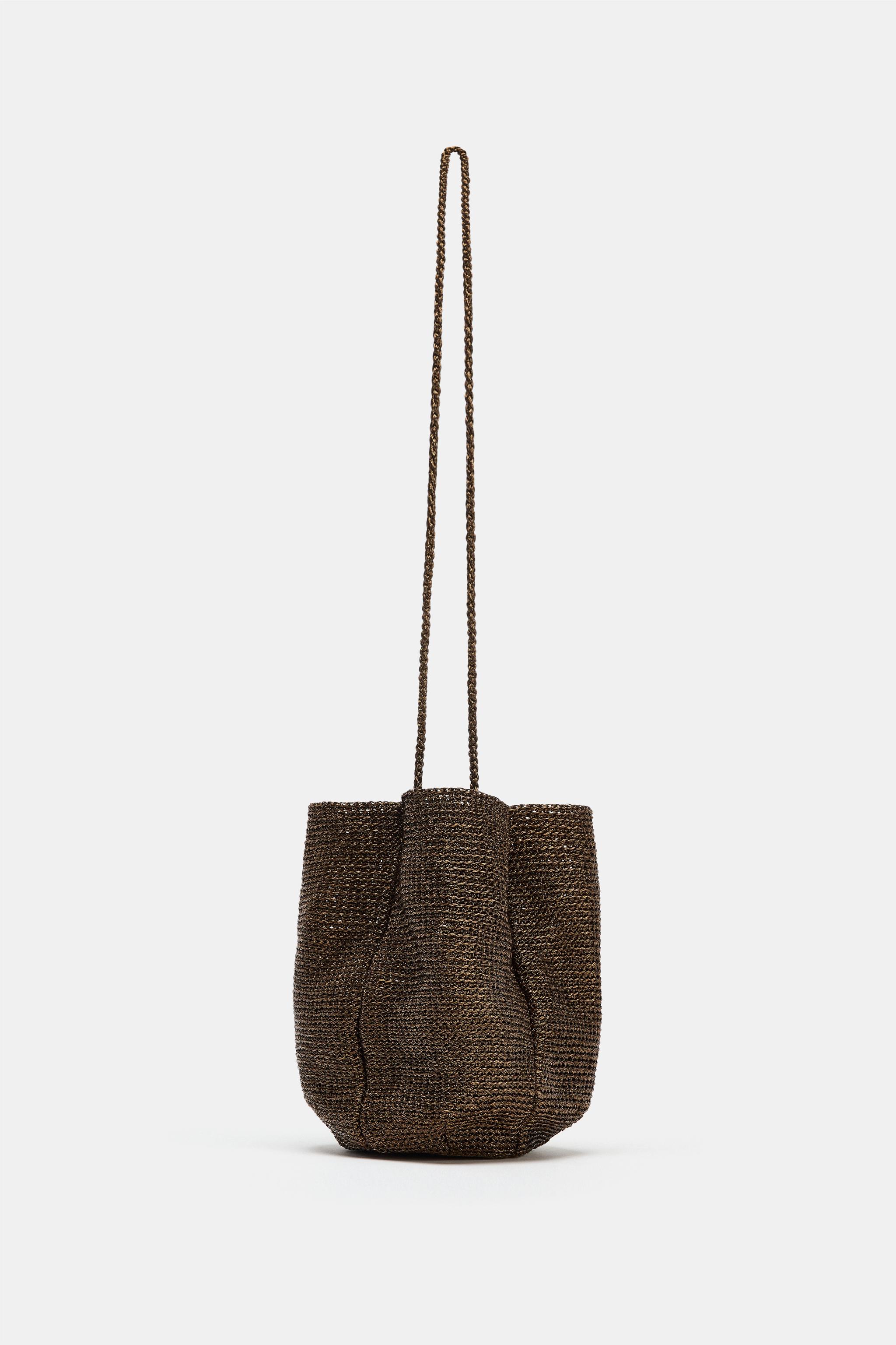 ZARA Metallic Woven Handbag